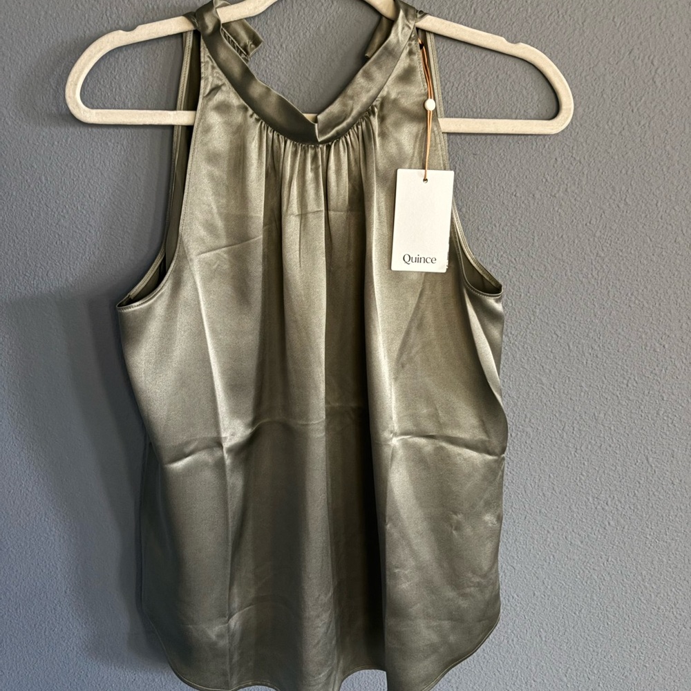 Quince Satin Blouse - Sage Green